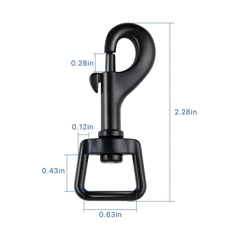 20Pcs Bolt Snap Hooks Set For Dog Leash Clips And DIY Projects, Metal Heavy Duty Swivel Snap Hooks, side view with size markings