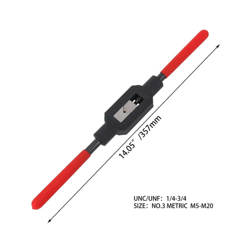 Beefed Up Adjustable Metal Tap Handle Reamer Wrench for Screw Tapping and Repair from 1/4 to 3/4 inch range with 12mm rod diameter.