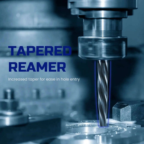 Heavy Duty 4 Piece Pro Grade Taper Reamer Set for Metal and Steel Holes 3 Eighth Inch, 1 Half Inch, 5 Eighth Inch and 3 Quarter Inch M2 HSS