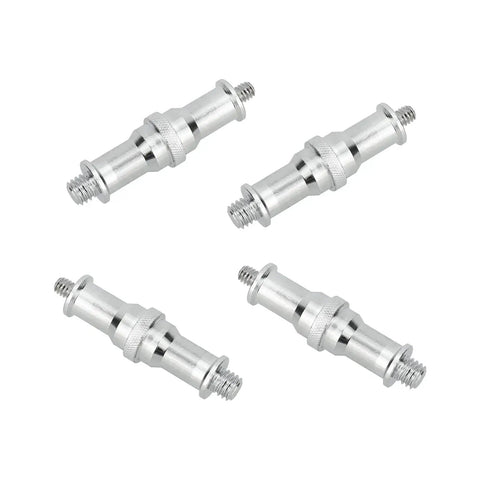 1/4 Inch To 3/8 Inch Male Thread Converter Adapter Spigot Set For Studio Lighting Accessories - 4 Pack, metal adapters displayed
