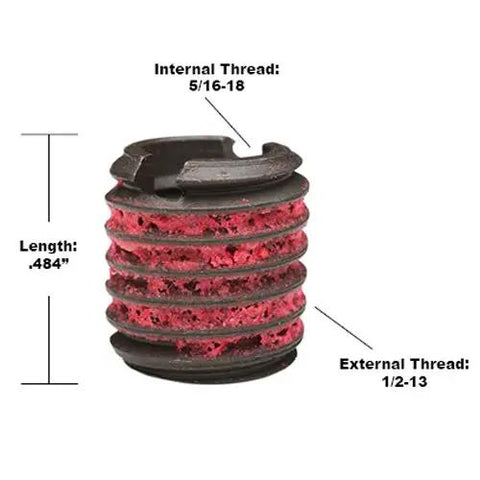 Threaded Insert For Metal 12L14 Carbon Steel 5/16-18 Internal Threads And 1/2-13 External Threads Self Locking For Strong Hold
