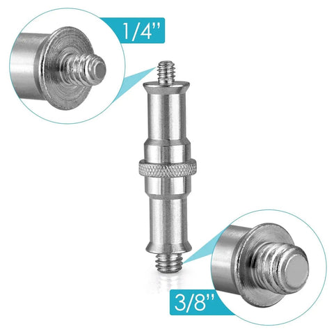 Two Pack One Quarter Inch To Three Eighths Inch Metal Male Threaded Adapter Spigot Stud For Studio Light Stands ST24 close-up