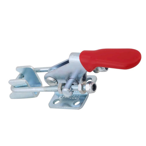 Side view of Heavy Duty Toggle Clamps 163kg Holding Capacity Latch Type Metal Clamp with red ergonomic grip