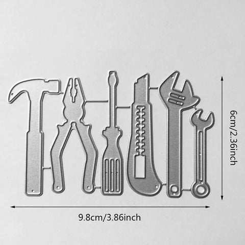 Must Have All Purpose Die Cut For Card Making And Scrapbooking With Intricate Metal Cutting Dies shaped like tools, 9.8x6cm