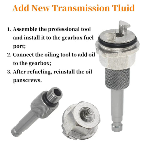 Metal Transmission Oil Filling Tool for Mercedes 725.0 9G Tronic 9 Speed ATF Oil Change Kit with connectors and instructions