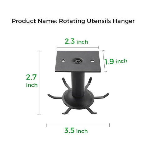 2 Pcs Under Cabinet Metal Utensil Hanger with 6 Rotatable Claws dimensions diagram
