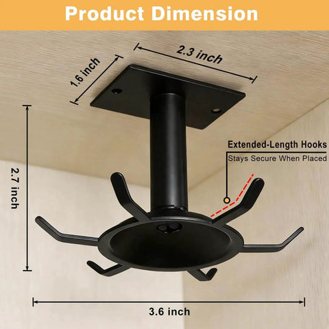 Utensil Hooks, 2 Pack Metal Kitchen Utensil Hangers Rack 360° Rotating Under Cabinet Utensil Hooks Top Mounted with 6 Claws