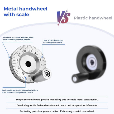 Comparison of metal handwheel with scale vs plastic handwheel for manual linear stage 80mm motion sliding table double rail guide