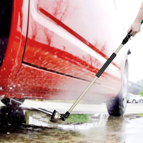 RESTMO 36-inch metal watering wand with 180-degree swivel head, 10 spray patterns, thumb flow control nozzle.
