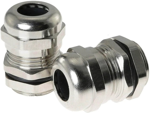 Five Pack PG13.5 Waterproof Cable Gland Set for 6-12mm Wires, Metal Locknut Fasteners, IP68 Sealed Cable Gland Connectors