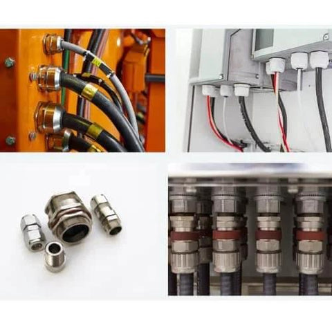 Ten Pack Metal Waterproof M20 Cable Glands Joints With Adjustable Threaded Connectors In Silver For 6 To 12 Mm Cable Diameter Built Tough For All Weather Use Dustproof Gland Set You Can Truly Rely On For Harsh Environments