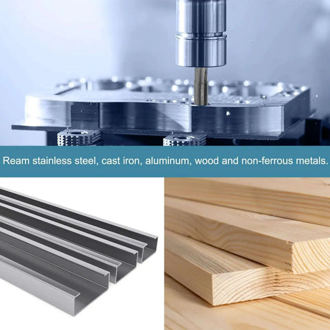 Pro Grade One Quarter Inch HSS Chucking Reamer For Lathe With Six Flutes, Straight Shank, H7 Tolerance in use on metal and wood