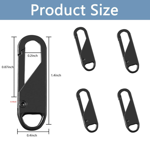 Six Piece Metal Zipper Pull Replacement Set For Luggage Suitcases Backpacks Jackets Purses And Handbags Clip On No Tools Needed Durable Black