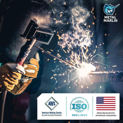 Person welding with Pro Grade E6011 Welding Rod For Carbon Steel All Position SMAW Deep Penetration Arc One Eighth Inch 5 Lb Pack