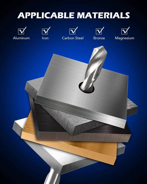 Drill bit penetrating stacked metal sheets, applicable to aluminum, iron, carbon steel, bronze, magnesium materials.