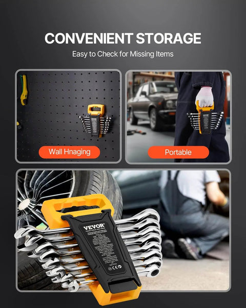 Go To Eight Piece Metric Ratcheting Wrench Set With Organizer Rack Cr V Steel 8 Mm To 19 Mm 72 Tooth in storage use
