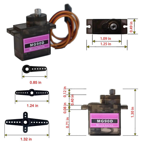 4 Pack MG90D 9g Digital Micro Servo Full Metal Gear 360 Degree Continuous Rotation Mini RC Servos Motor Upgraded SG90