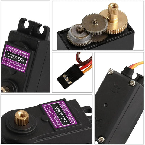 [4-Pack] MG996R 55g Metal Gear Torque Digital Servo Motor for Futaba JR RC Helicopter Car Boat Robot in detailed view