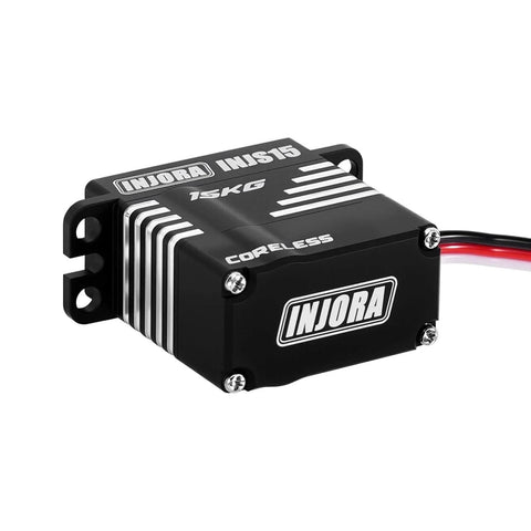 Side view of 15KG Coreless High Torque Micro Servo for 1/18 1/24 RC Crawler Upgrade with INJORA branding.