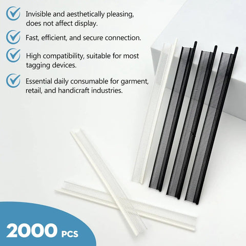 2000 PCS Micro Stitch Gun Fasteners Kit 0.18 Inch Extra Fine Tagging Fasteners For Mini And Micro Stitch Guns White And Black Bulk Pack