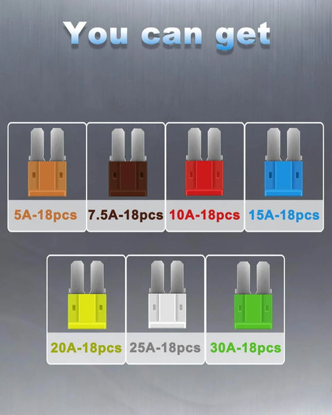 Image showing 126 Piece Micro 2 Fuse Kit With Fuse Puller Micro2 Automotive Blade Fuses Assortment For Car Boat RV Truck SUV Replacement Includes 5A 7.5A 10A 15A 20A 25A 30A Must Have In Any Garage