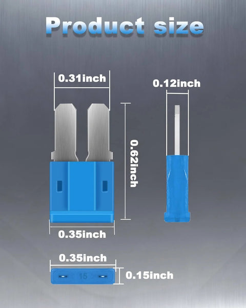 126 Piece Micro 2 Fuse Kit With Fuse Puller Micro2 Automotive Blade Fuses Assortment product size dimensions.