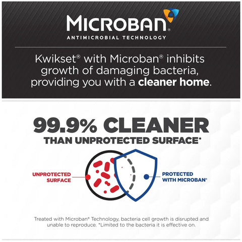 Diagram showing Microban protection comparison against bacteria, illustrating 99.9% cleaner surfaces than unprotected areas.