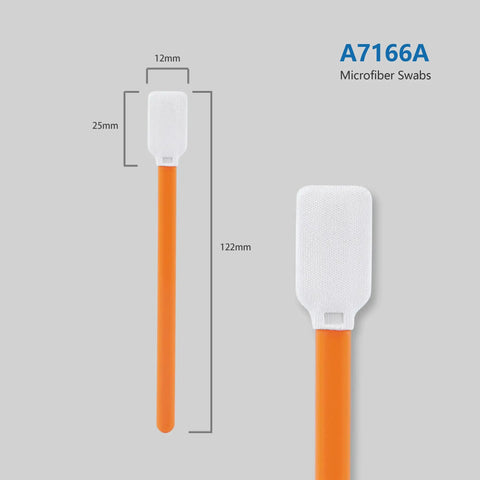 Lint Free Lab Swabs 4.8 Inch With Double Layer Knitted Microfiber Heads 12 Mm Wide For Cleanroom Use 100 Pack AAwipes, dimensions shown