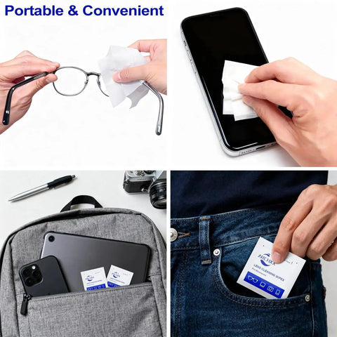 Individually Wrapped Microfiber Lens Wipes For Glasses Sunglasses And Cameras cleaning glasses and smartphone, portable use.