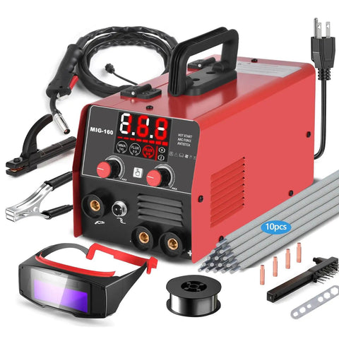 3 In 1 Welding Powerhouse For Home Pros And DIYers, 160 Amp Flux Core, Lift TIG And Stick Welder In One Portable 110V Inverter Gasless MIG Capability With Auto Darkening Glasses XR MARKET