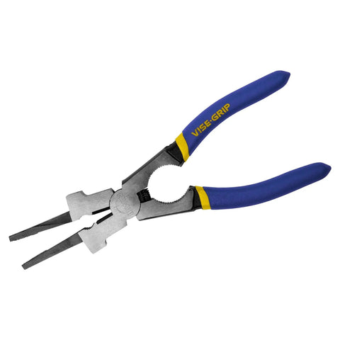 MIG Pliers Pro Grade 8 Inch With Spatter Removal Nose And Induction Hardened Cutting Edge, multi jaw design, blue handles, IRWIN VISEGRIP