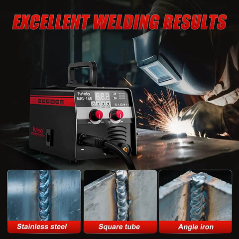3 in 1 MIG TIG Stick Welder for Home DIY and Metal Repair, 145A Flux Core Inverter Gasless Welder With Synergy Control in use