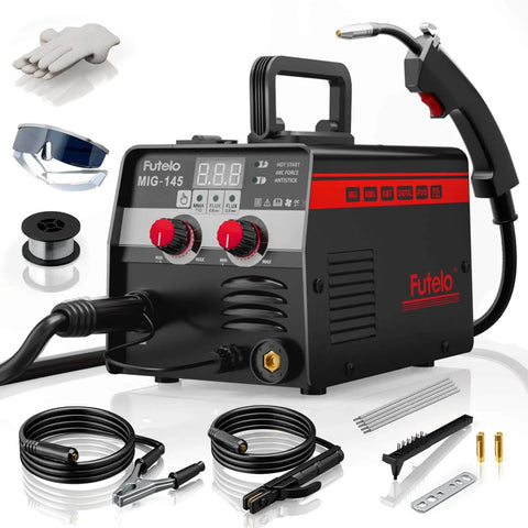 3 in 1 MIG TIG Stick Welder for Home DIY and Metal Repair with accessories, 145A Flux Core Inverter, 110V Portable Welding Machine