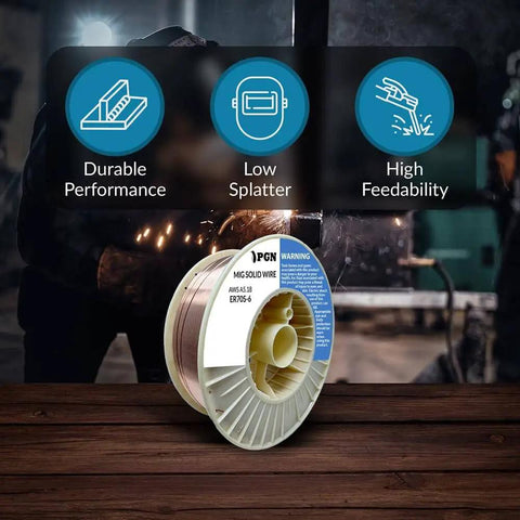 Solid ER70S-6 MIG Welding Wire For All Position Gas Welding.035 Inch, 44 Pound Spool with Low Splatter and High Deoxidizers