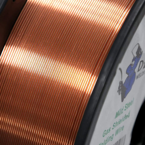 All Position MIG Wire ER70S6 0.030 Dia For Carbon Steel, low spatter, 11 lb spool, close-up view of wire details