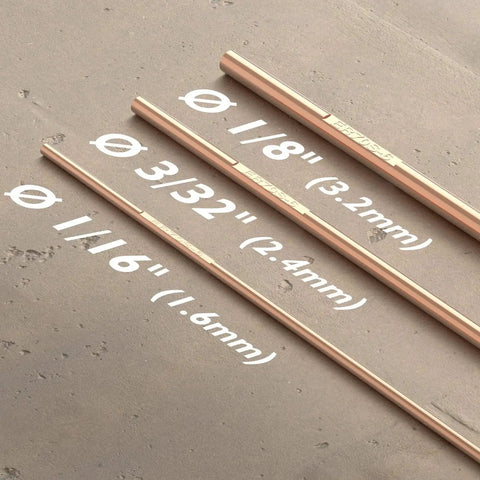 ER70S-6 Mild Steel TIG Filler Rod Copper Coated 3 32nd Inch Diameter in comparison with other sizes