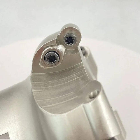 Close-up of Round Face Mill Interchangeable Milling Holder for Roughing and Finishing Steel 3.93 Inch R6 Size.