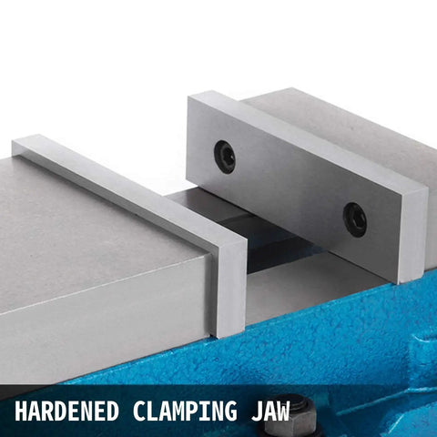 Close-up of 4 Inch Milling Vise With Bench Clamp For Precision Clamping, Durable Ductile Iron Construction With 360 Degree Swivel Base jaws