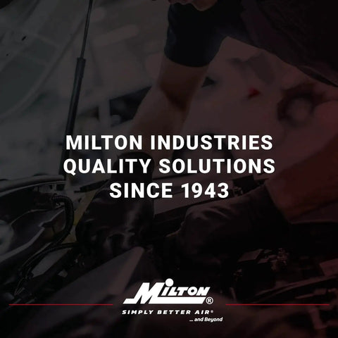 "Milton Industries quality solutions since 1943 with technician working on vehicle"