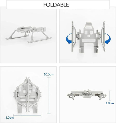 Foldable landing gear from DJI Mini 3 Pro Accessories Bundle 8 in 1 Kit with dimensions of 10cm height and 8cm width.