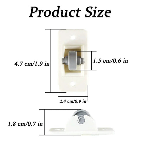Product dimensions of 8 Pcs Mini Self Adhesive Wheels For Storage Bins And Boxes, showing size and design for furniture mobility.