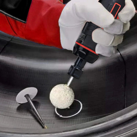 Using 1/4 Inch Mini Air Straight Die Grinder AP17314 with 1/4 Collet for tire smoothing and polishing at 22000 RPM