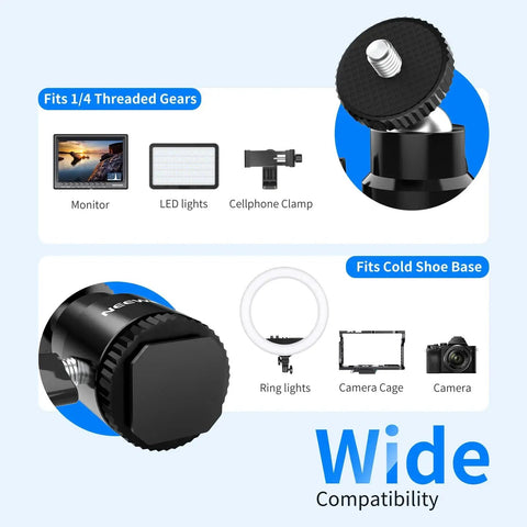 Mini Ball Head With Cold Shoe And One Quarter Inch Screw Pack Of Two For Cameras And Accessories 360 Degree Swivel diagram