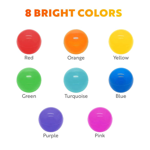 Soft Plastic Mini Ball Pit Balls 50 Count - w/ 8 Vibrant Colors - Crush Proof, No Sharp Edges, Non Toxic, Phthalate & BPA Free
