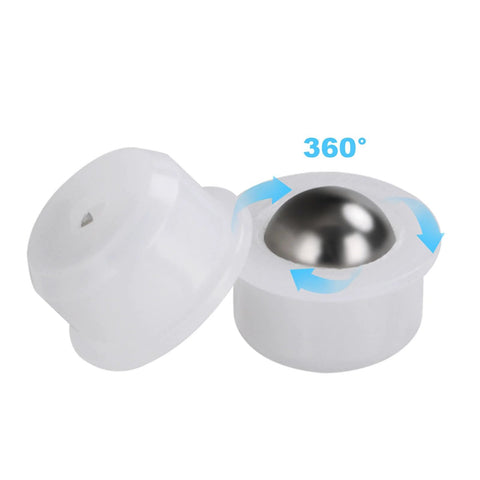20 Pack Mini Ball Transfer Bearings 1/3 Inch White Nylon Units with Stainless Steel Ball for Tables Conveyors Furniture and Wheelchairs