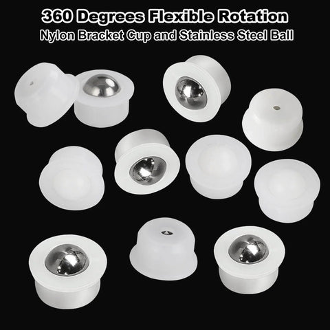 Top view of 20 Pcs Mini Ball Transfer Bearings 1/3 Inch Nylon Cup with Stainless Steel Ball for Tables Conveyors Furniture Wheelchairs