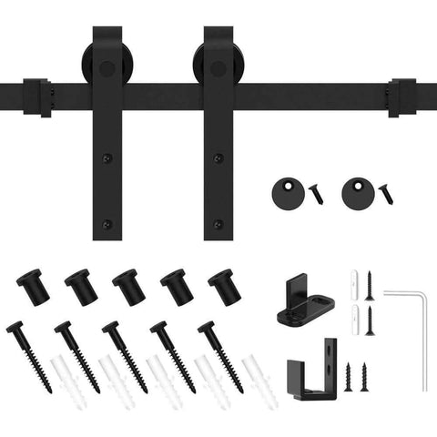 6.6FT Super Mini Sliding Barn Door Hardware Kit for Single Cabinet Doors, J Shape Hanger, Heavy Duty Carbon Steel, Compact Hardware Only