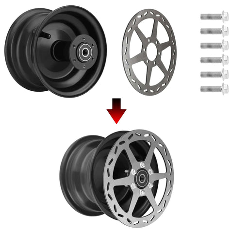 Mini Bike Wheel Hub Mounting Bolts Replacement for Coleman CT100U CC100X Doodle Bug DB30 Motovox, wheel hubs and bolts shown