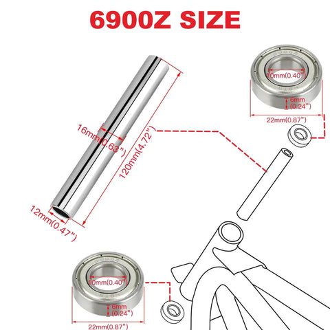 Diagram of Mini Bike Steering Bearings And Bushing Kit For Coleman CT200U BT200X CT200U EX RT100 RT200 And Predator 212cc