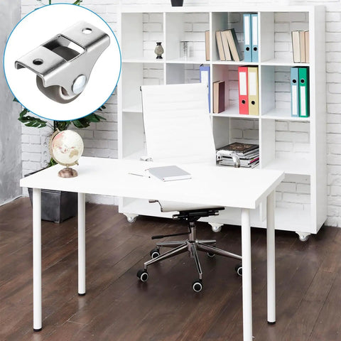 Office scene with Four 1 Inch Mini Caster Wheels With Silent Ball Bearings Fixed Casters Stainless Steel Top TPE Rubber Low Profile furniture
